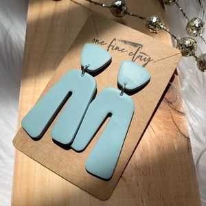 Abstract Dangle Earrings in Seafoam Green